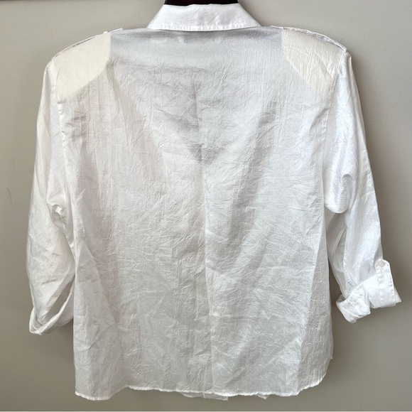 Diane von Furstenberg Vintage Button Up Top Panels Roll Tab Crinkle Fabric 16 - Picture 7 of 11